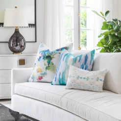 Laura Park Designs BED & SOFA Flower Child Blue Linen Pillow