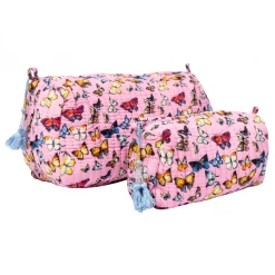 Laura Park Designs Butterflies Pink Quilted Cosmetic Bag BAGS, POUCHES & PURSES