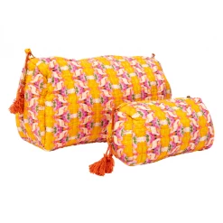 Laura Park Designs BAGS, POUCHES & PURSES Flower Child Marigold Quilted Cosmetic Bag