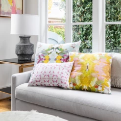 Laura Park Designs Jardin Yellow Linen Cotton Pillow BED & SOFA