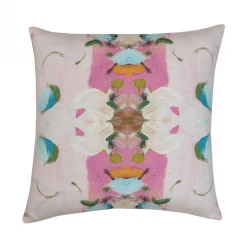 Laura Park Designs BED & SOFA Monet's Garden Pink Linen Throw Pillow