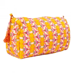 Laura Park Designs BAGS, POUCHES & PURSES Flower Child Marigold Quilted Cosmetic Bag