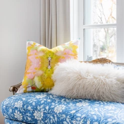 Laura Park Designs Jardin Yellow Linen Cotton Pillow BED & SOFA