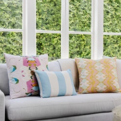 Laura Park Designs Lily Pond Apricot Linen Throw Pillow BED & SOFA