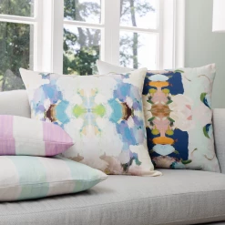 Laura Park Designs Monet's Garden Navy Linen Throw Pillow BED & SOFA