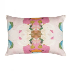 Laura Park Designs BED & SOFA Monet's Garden Pink Linen Throw Pillow