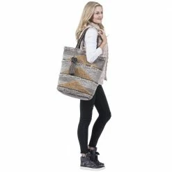 Katydid Brown Triangular Frayed Handbag