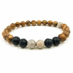 Everwood Company JEWELRY & ACCESSORIES Grey Feldspar, Lava Rock & Sandalwood
