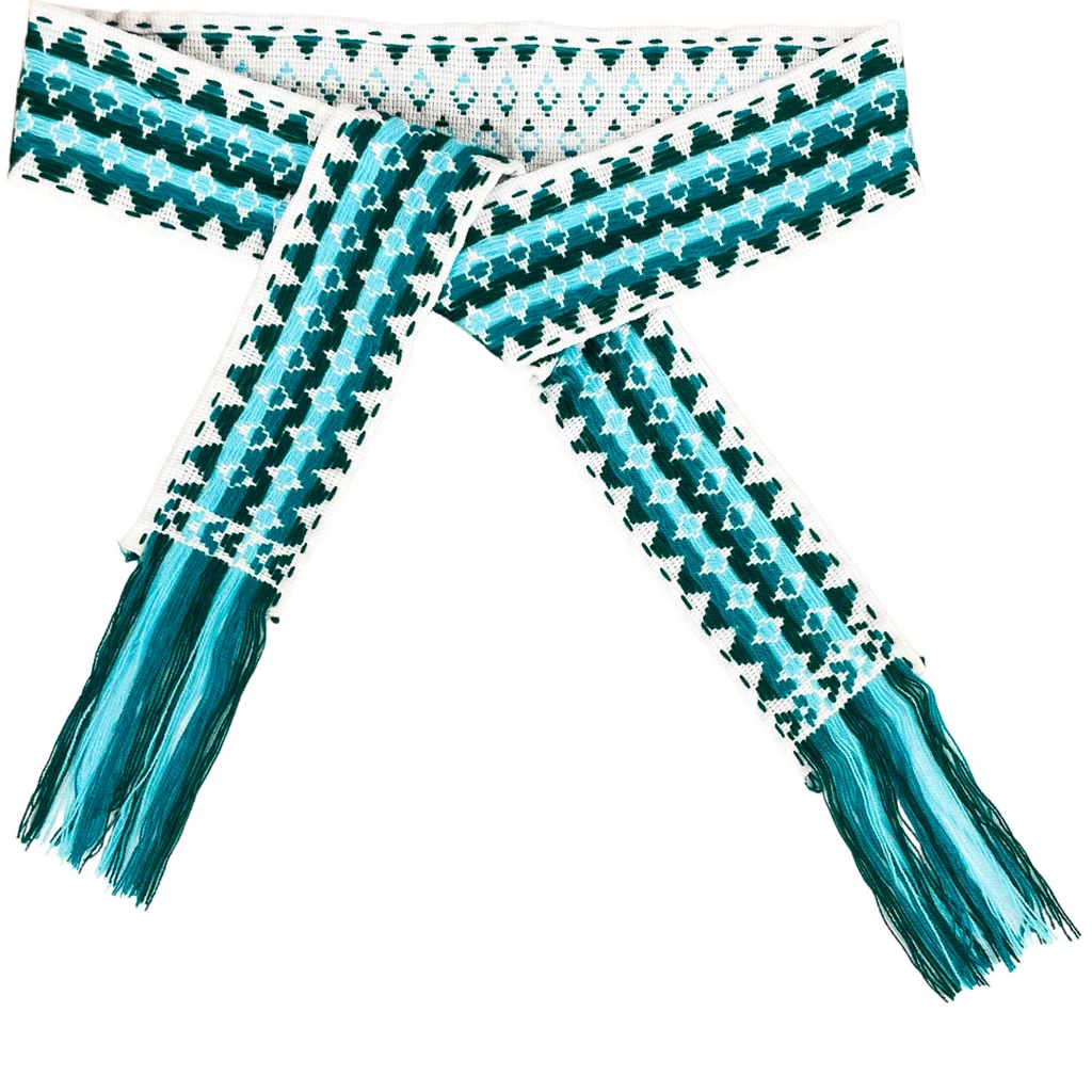 Laura Park Designs Flower Child Teal Hand Woven Belt 1 Laura Park Designs Flower Child Teal Hand Woven Belt