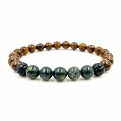 Everwood Company JEWELRY & ACCESSORIES Green Serpentine, Dark Sandalwood Beaded Bracelet