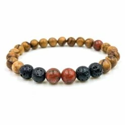Everwood Company Sesame Jasper, Lava Rock & Sandalwood Beaded Bracelet