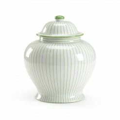 Chelsea House Castle Urn Green Pinstripe DECOR & ROOM ACCESSORIES