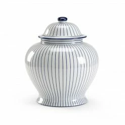 Chelsea House DECOR & ROOM ACCESSORIES Castle Urn In Blue Pinstripe