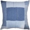 Square Feathers Denim Patches Throw Pillow
