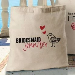 JDS BAGS, POUCHES & PURSES Personalized Bridesmaid Canvas Tote