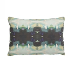 Laura Park Designs Orchid Blossom Navy Linen Throw Pillow