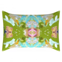 Laura Park Designs BED & SOFA Stained Glass Green Linen Throw Pillow