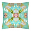 Laura Park Designs BED & SOFA Stained Glass Turquoise Linen Throw Pillow