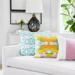 Laura Park Designs Mosaic Turquoise Linen Throw Pillow