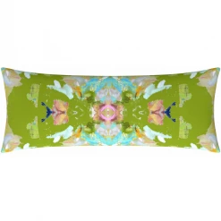 Laura Park Designs BED & SOFA Stained Glass Green Linen Throw Pillow