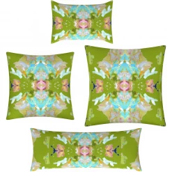 Laura Park Designs BED & SOFA Stained Glass Green Linen Throw Pillow
