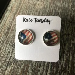 Kate Tuesday Distressed Flag 4th Of July Earrings JEWELRY & ACCESSORIES