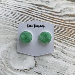 Kate Tuesday Miami Sea Green Matte Druzy Earrings