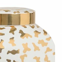Chelsea House Jungle Ginger Jar - White DECOR & ROOM ACCESSORIES