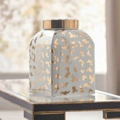 Chelsea House Jungle Ginger Jar - White DECOR & ROOM ACCESSORIES