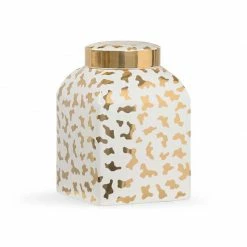Chelsea House Jungle Ginger Jar - White DECOR & ROOM ACCESSORIES