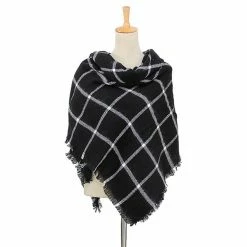 Katydid JEWELRY & ACCESSORIES Black Plaid Blanket Scarf