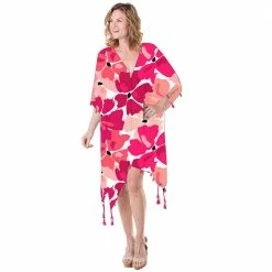 Katydid WOMEN'S LOUNGE & SWIM WEAR Red Colorful Lei Florals Swimsuit Cover Up
