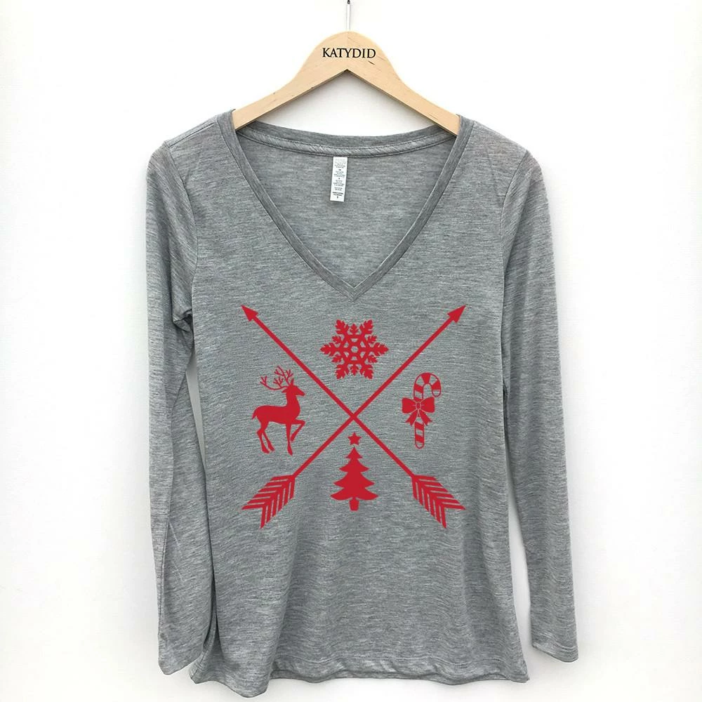 Katydid TEES, TOPS & PULLOVERS Christmas Arrows Long-sleeve T-Shirt 1 Katydid TEES, TOPS & PULLOVERS Christmas Arrows Long-sleeve T-Shirt