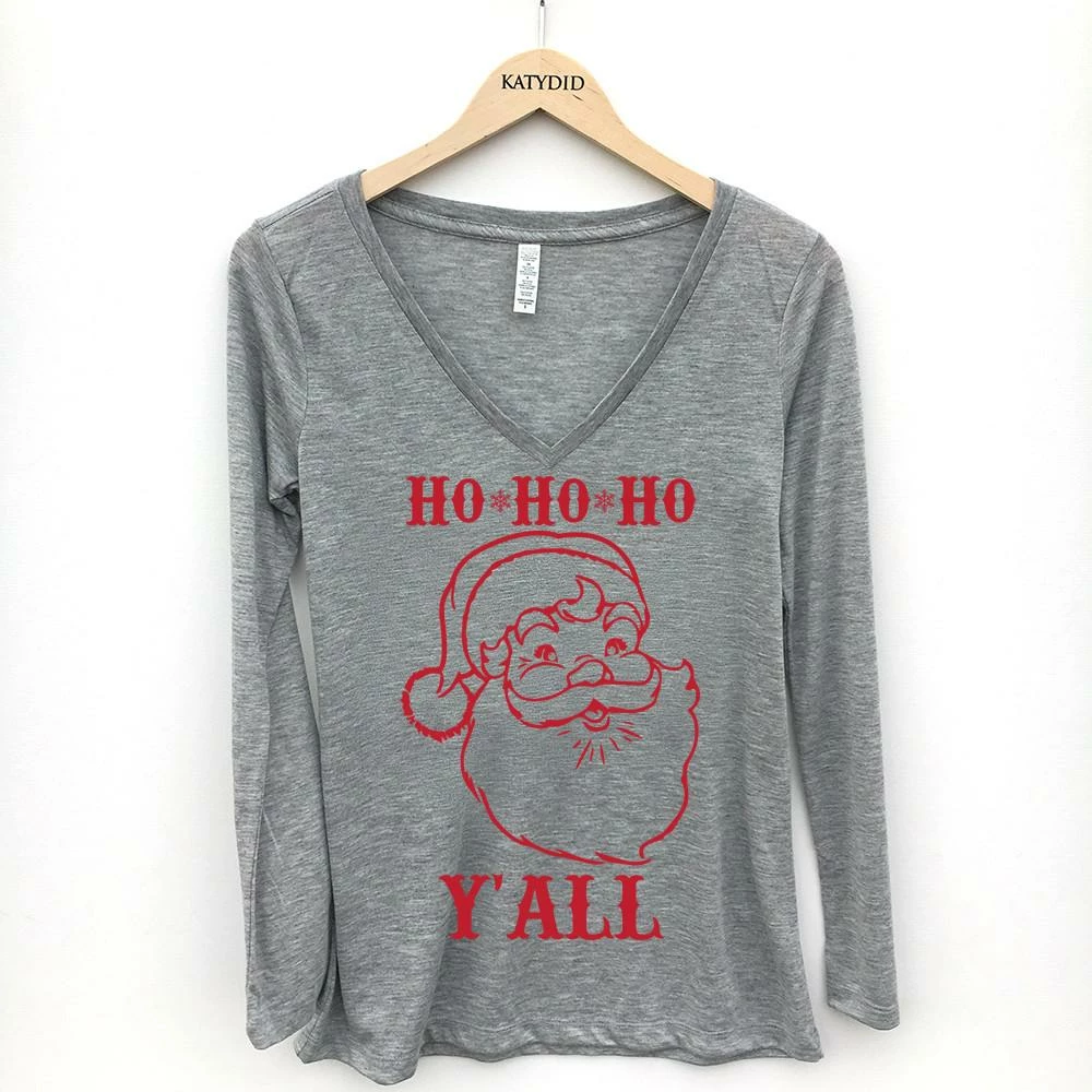 Katydid Ho Ho Ho Y'all Long-sleeve T-Shirt 1 Katydid Ho Ho Ho Y'all Long-sleeve T-Shirt