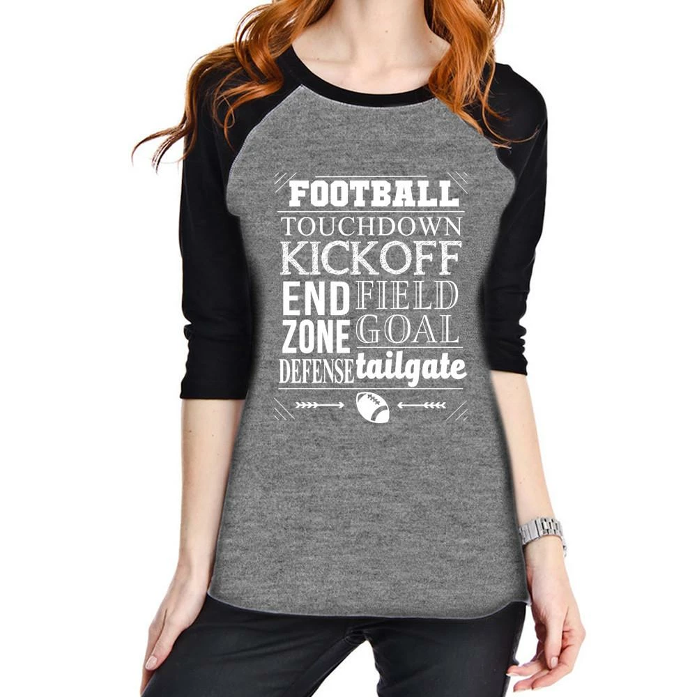 Katydid TEES, TOPS & PULLOVERS Football Touchdown Women's Raglan T-Shirt 1 Katydid TEES, TOPS & PULLOVERS Football Touchdown Women's Raglan T-Shirt