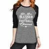 Katydid Hot Mess Blessed And Football Obsessed Women's Raglan Tee