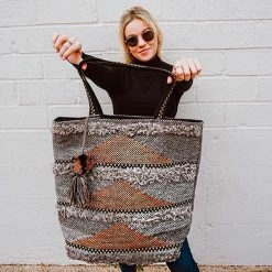 Katydid Brown Triangular Frayed Handbag