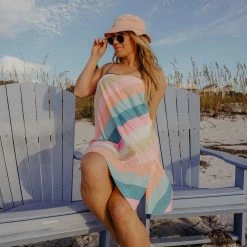 Katydid Striped Pastel Towel Wrap WOMEN'S LOUNGE & SWIM WEAR