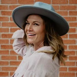 Katydid CAPS & HATS Light Blue Wide Brim Felt Hat For Women