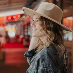 Katydid Tan Wide Brim Felt Hat For Women