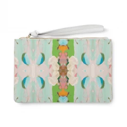 Laura Park Designs BAGS, POUCHES & PURSES Monet's Garden Green Leather Clutch Bag