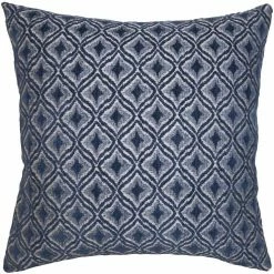 Square Feathers Navy Diamonds Throw Pillow