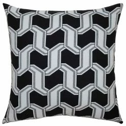 Square Feathers Chain Ebony Throw Pillow