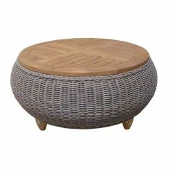 Padma's Plantation Paradise Ottoman With Teak Wood Top