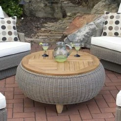 Padma's Plantation Paradise Ottoman With Teak Wood Top