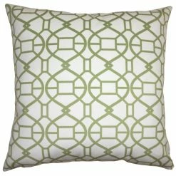 Square Feathers Picnic Green Spiral Throw Pillow