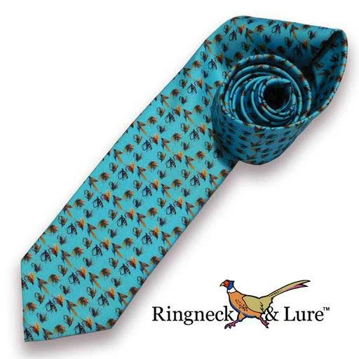 Ringneck & Lure MENSWEAR & ESSENTIALS Fly Lures Cerulean Necktie 1 Ringneck & Lure MENSWEAR & ESSENTIALS Fly Lures Cerulean Necktie