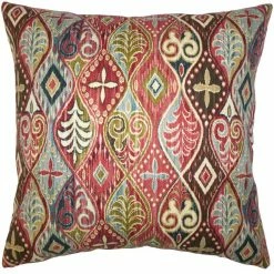 Square Feathers BED & SOFA Red Mosaic Throw Pillow