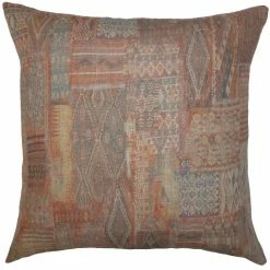 Square Feathers Red Patchwork Throw Pillow BED & SOFA