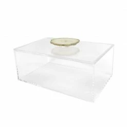 Square Feathers GIFTS Clear Box With Agate Handle